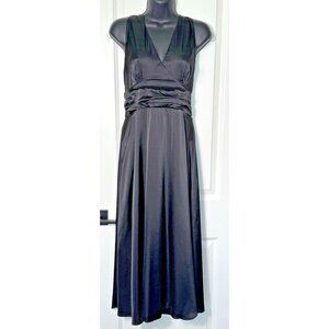 Shein MOD Backless Halter Dress Womens L Black‎ Satin
